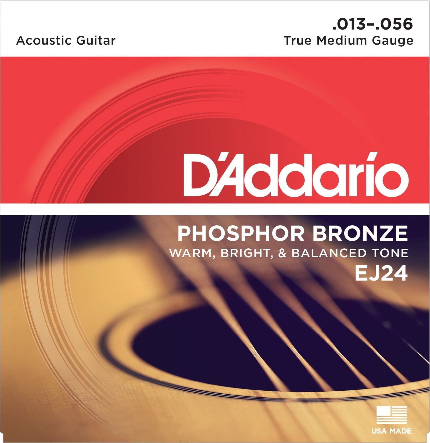 D'Addario EJ24 Phosphor Bronze, Medium, 13-56 Acoustic Guitar Strings