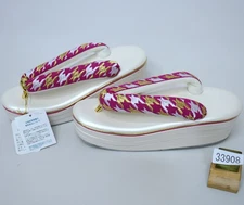 Sandals, heel height, 3-core, 3-core, houndstooth, embroidered thong, one size