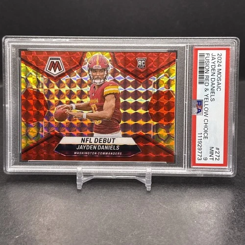 2024 Panini Mosaic Jayden Daniels RC #272 Fusion Red/Yellow SP 56/80 PSA 9 BW3