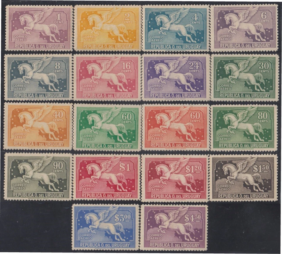 Uruguay A- 39/55 1930/31 Serie antigua Pegaso MNH
