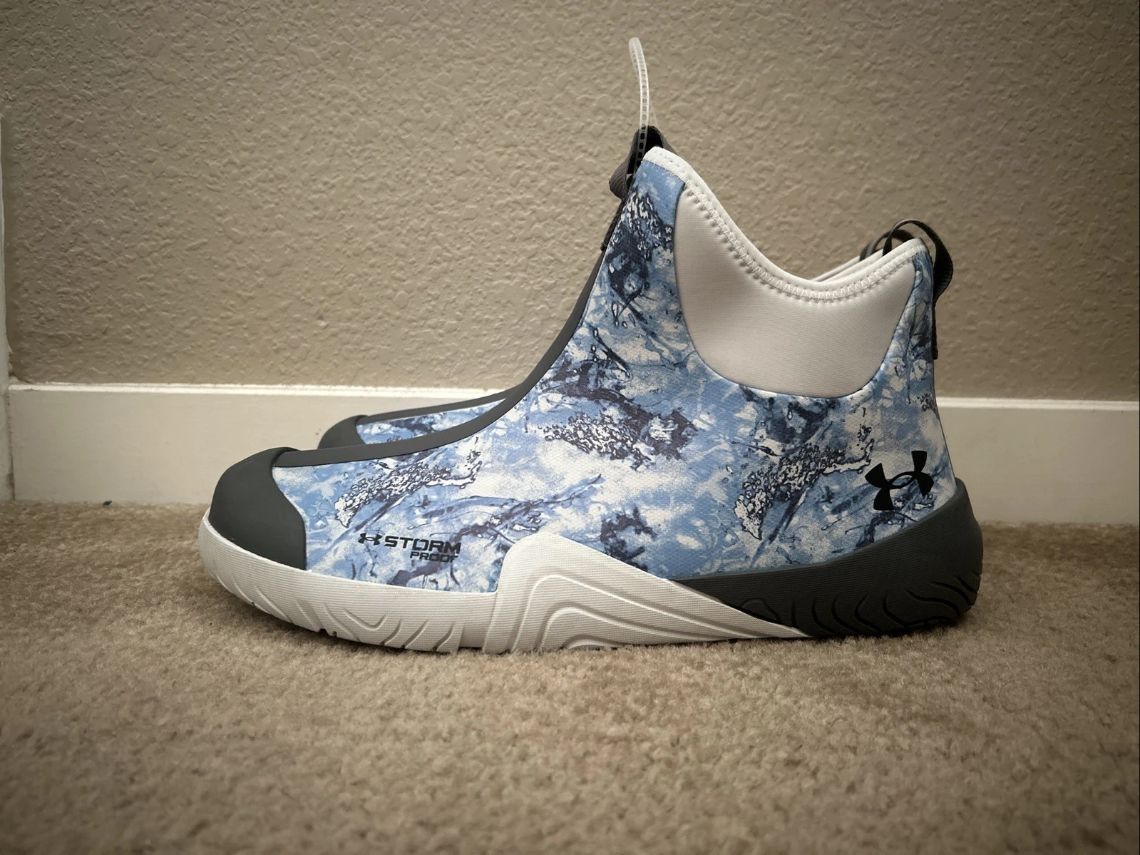 Under Armour Mens 12.5 Boots Shoreman Storm Fishing Rain Winter Blue Camo New