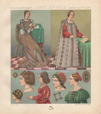 Female Outfits-Fashion-Ancient Rome-Italy-Women-1887 ANTIQUE VINTAGE ART PRINT