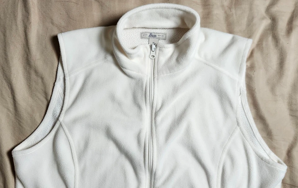 Bass White Vest Jacket Women Comfort Fleece Full Zip Size XL - Image 2 of 4