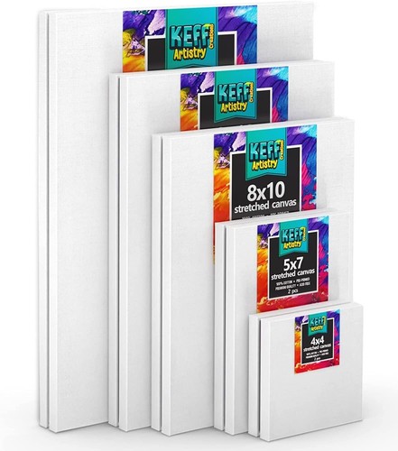 Stretched Canvases for Painting - 10 Pack - 4x4, 5x7, 8x10, 9x12, 11x14 Inches - Picture 7 of 9