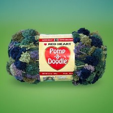 Red Heart POMP A DOODLE Yarn AFRICAN VIOLET 9960 Green Purple Blue, 3.5 oz.