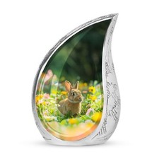 Spring Meadow Rabbit Urn For Ashes For Women - Cremation Urn - Metal Urn