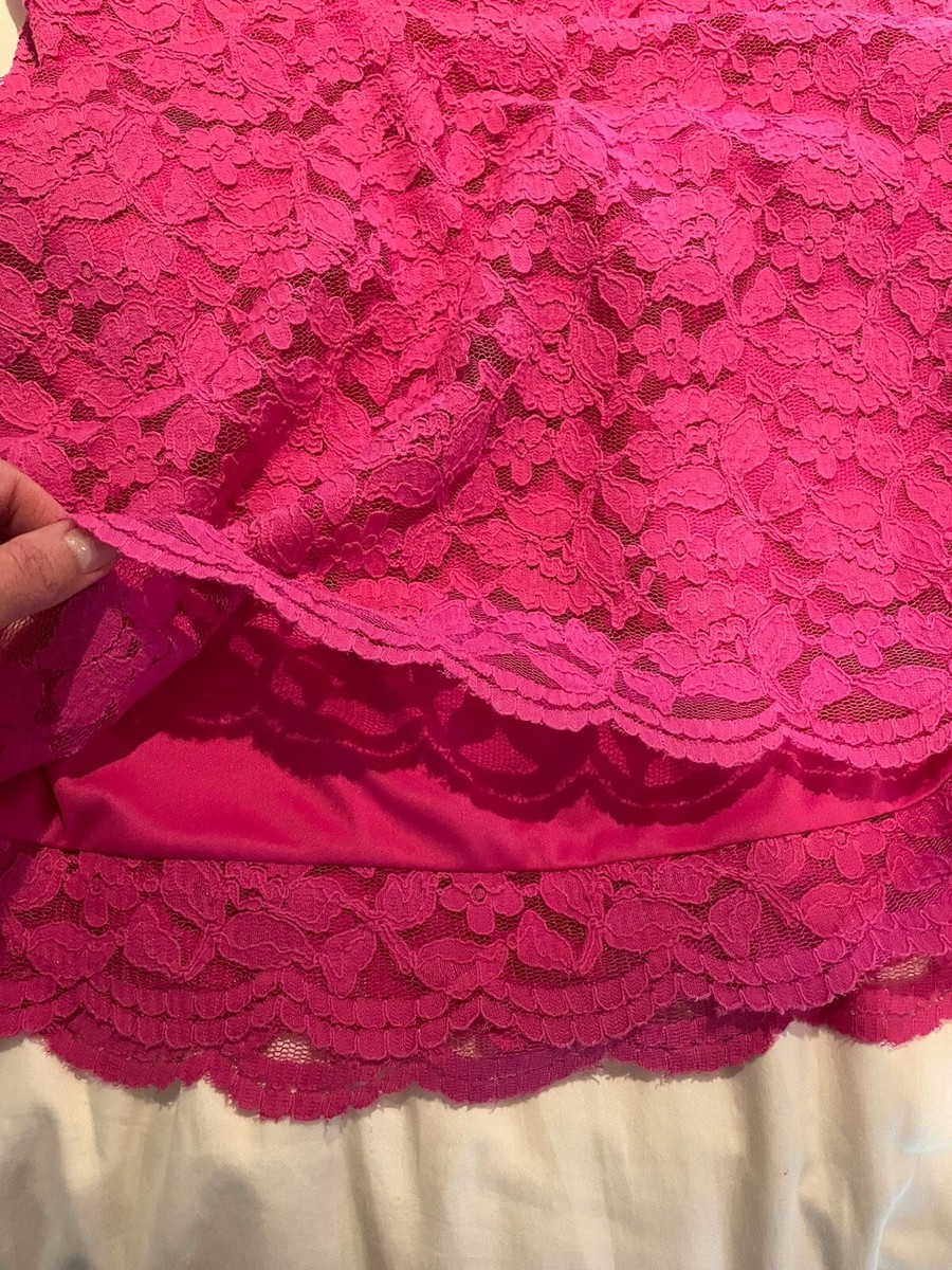 Nicole Miller Pink Lace Shift Dress SZ 8 Fully lined