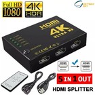 4K HDMI Switch Switcher 5 Port Splitter Hub IR Remote For HDTV PS3 5 In 1 Out UK