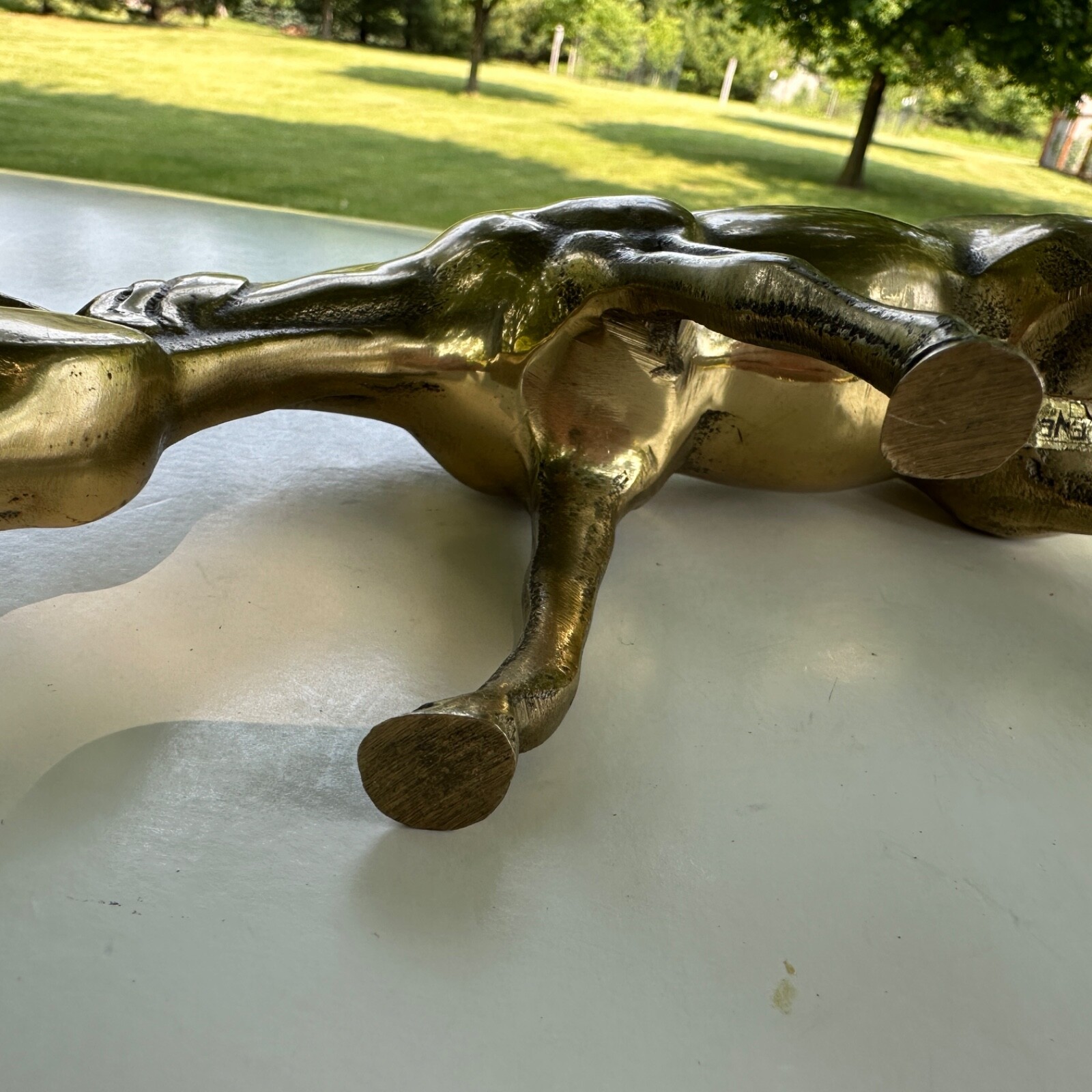 Vintage Solid Brass Enesco Grazing Feeding Horse Statue Figurine 9.5 x 5.25