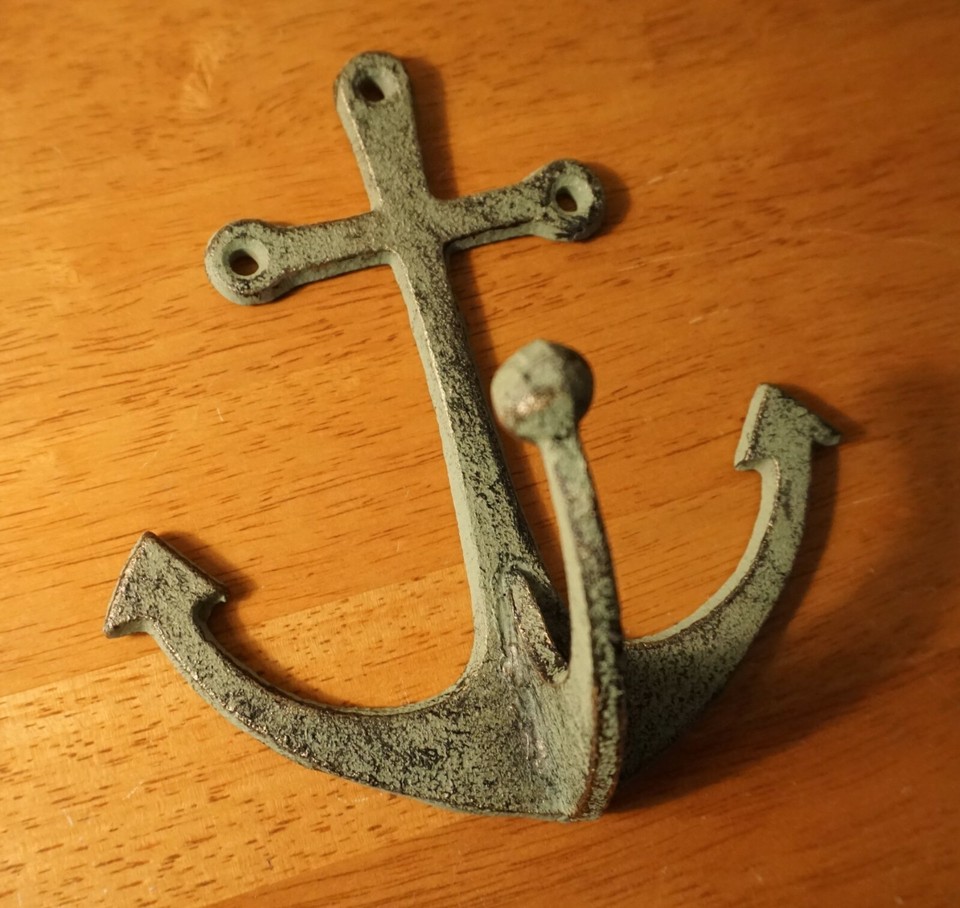 Nautical Cast Iron Anchor Beach Towel Bathroom Hook Sign Plaque Home