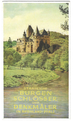Vintage Prospekt Staatsschlösser Schlösser Denkmäler Rheinland Pfalz Karte Reise