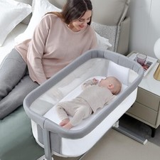 New RONBEI Baby Bedside Sleeper Bassinet Dark Gray BC110