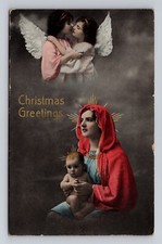 RPPC Hand Tinted Xmas Angels Baby Madonna Religious Studio Pose P.U.1914 (A324)