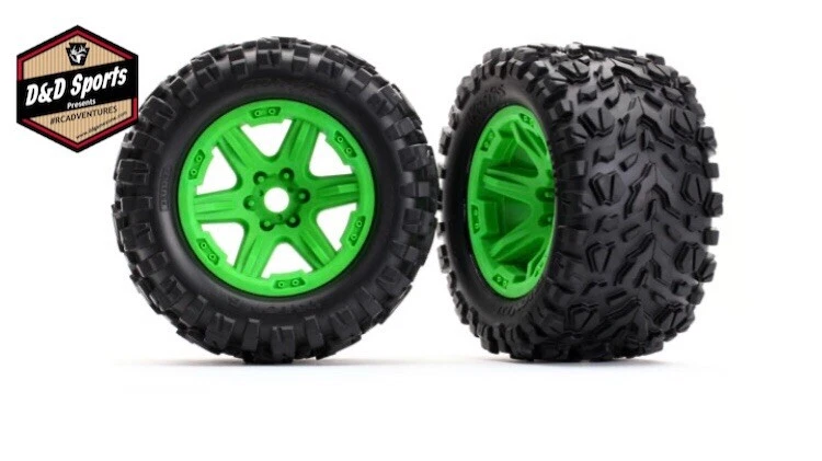 Traxxas 8672G Tires wheels assembled glue Green Talon EXT 17mm E-Revo TSM New - Image 1 of 1