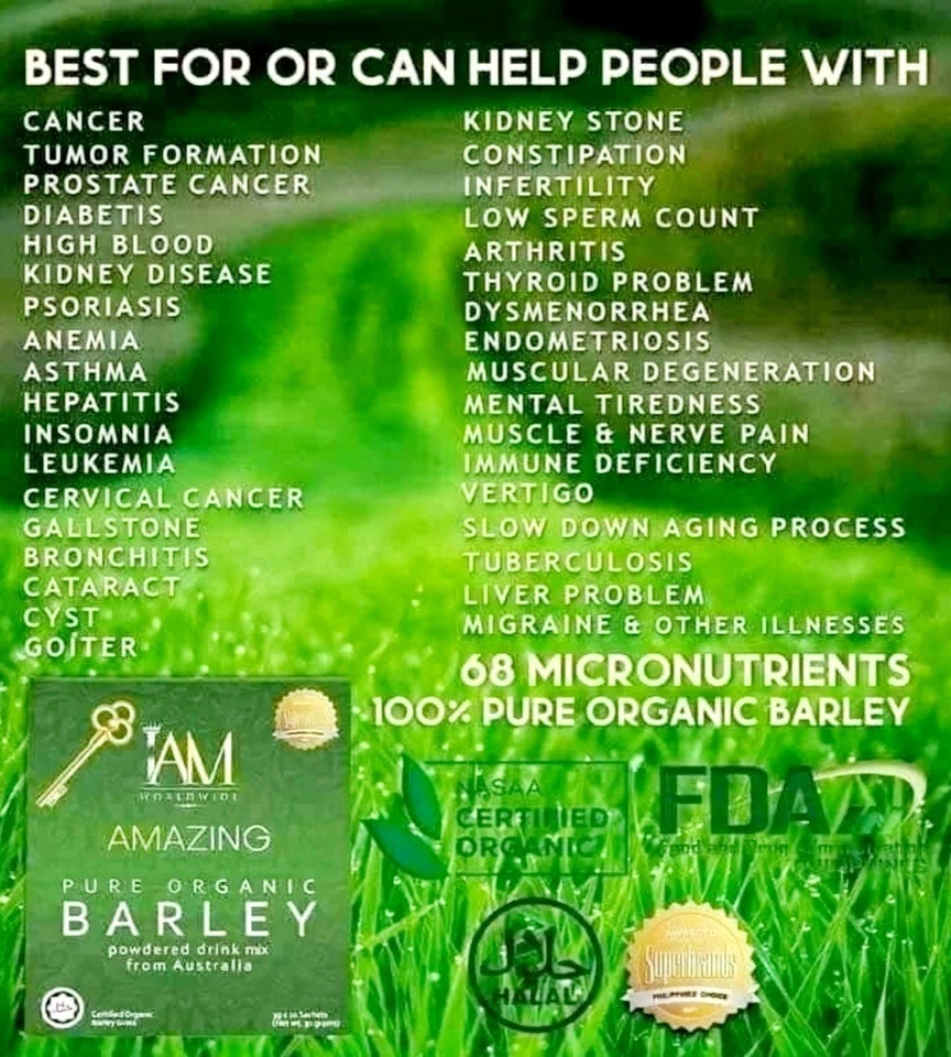 Auténtico I Am Worldwide Amazing Pure Organic Barley 10 sobres/caja (Australia) Foto 2 de 4