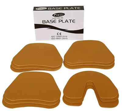 PYRAX Lab Shellac Base Plates Brown Bite 9 Upper & 3 Lowers Pack for Dental Use