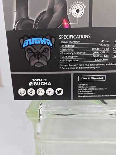 Bugha LED Gaming Headset PC Player Year Kyle Boom Mic Connector Aux-in Black - 第 13/21 張圖片
