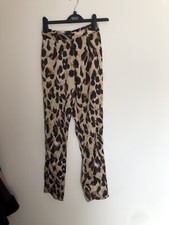 Pretty Little Thing Leopard Print Satin Trousers Size 6