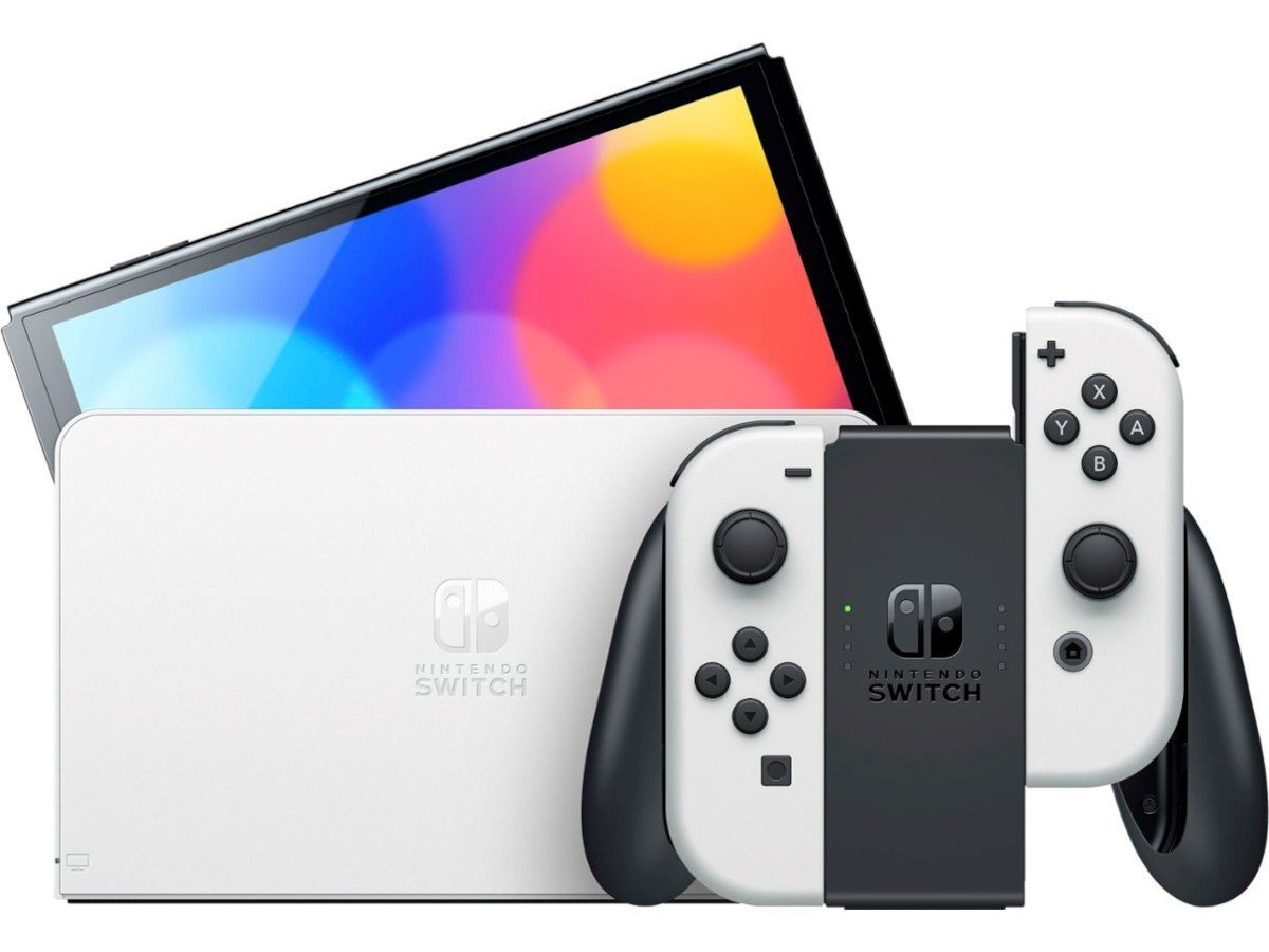 NEW Nintendo Switch OLED 64GB White + High Performance 64GB SD