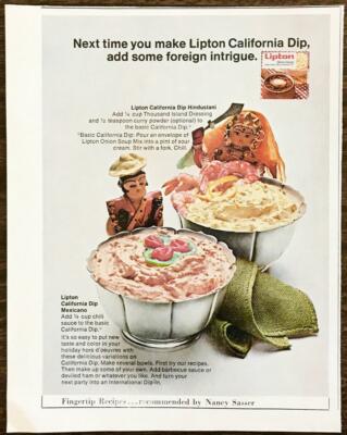 1967 Lipton Onion Soup Mix Print Ad California Dip Add Some Foreign Intrigue