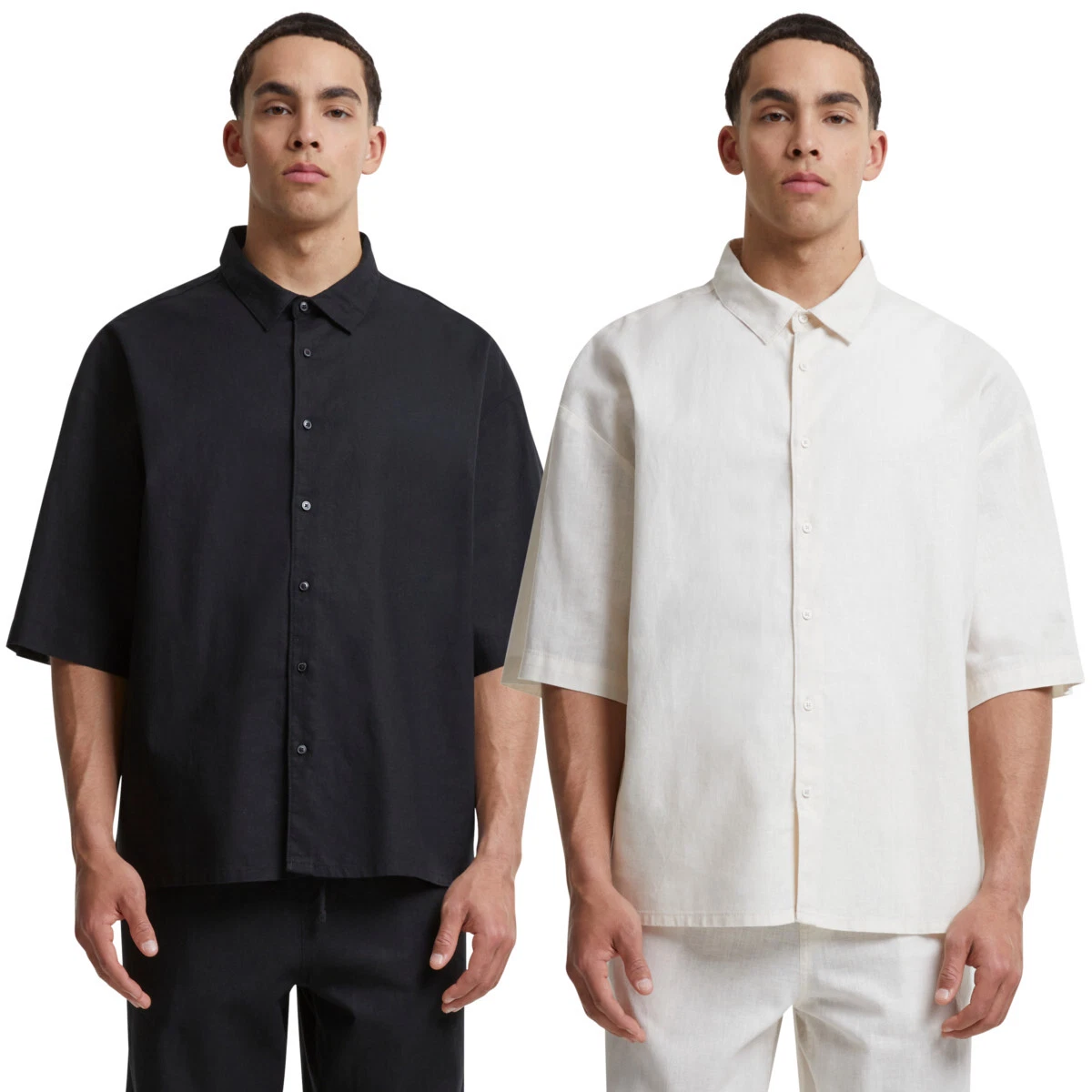 Urban Classics Boxy Cotton Linen Shirt Men Casual Overshirt New