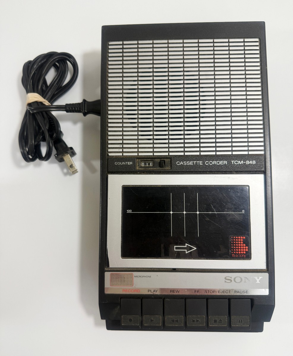 Vintage Sony Cassette Corder Recorder TCM-848 With Power Cable