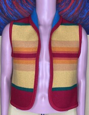 Pendleton Originals Reversible Wool Blanket Vest Stripe Western Aztec Small