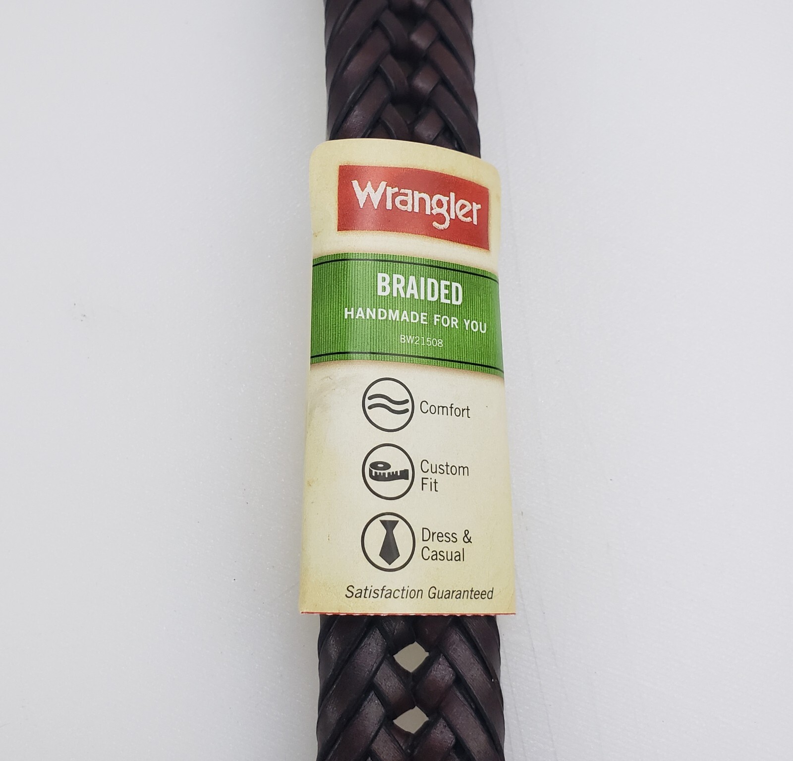 Wrangler Mens Belt Sz 50-52 Brown Braided Leather Handmade Fully Adjustable NWT thumbnail 3