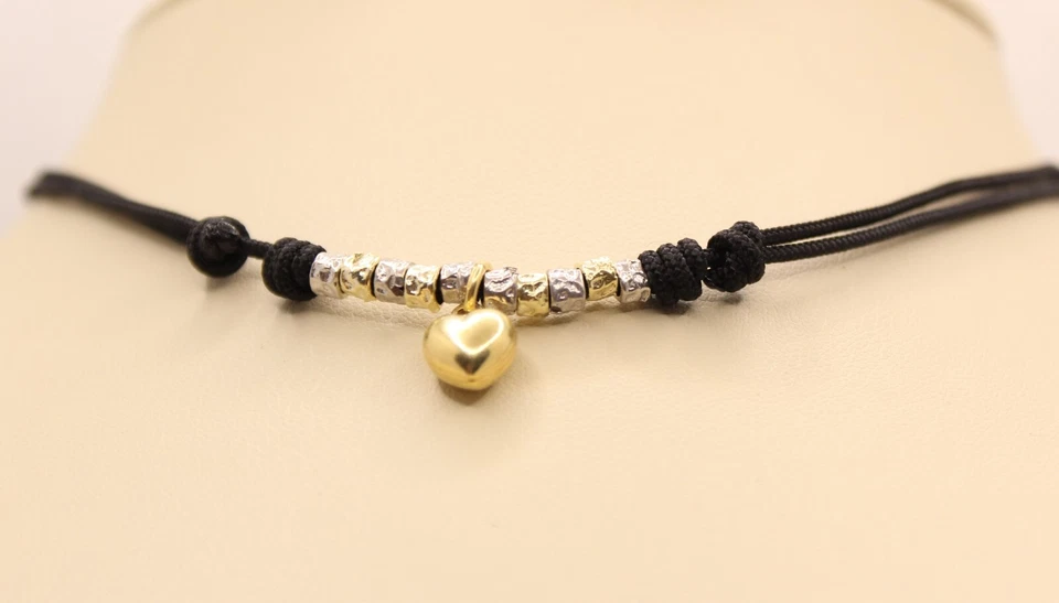 COLLANA DODO STYLE PEPITE CHARM CUORE MM 8 CUOIO CERATO CHIUSURA SCORREVOLE EXPL - Immagine 4 di 4