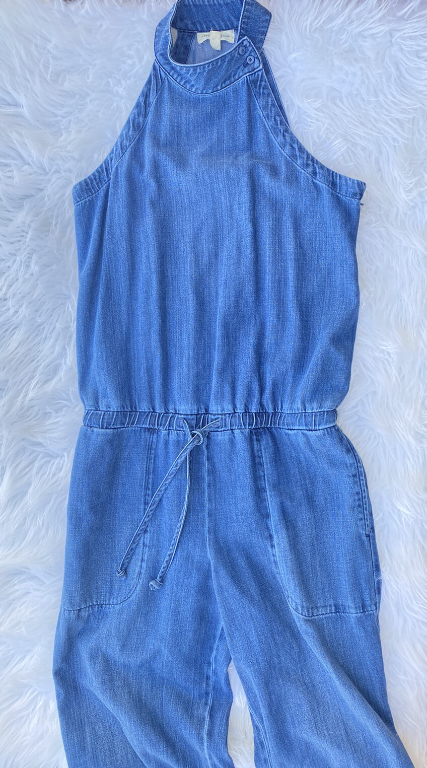 Cloth stone denim jumpsuit halter small Anthropologie… Gem