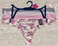 VINCE CAMUTO 5 Pack Pink Grey Nude Beige No Show Thong Panty NEW Womens Sz L 7