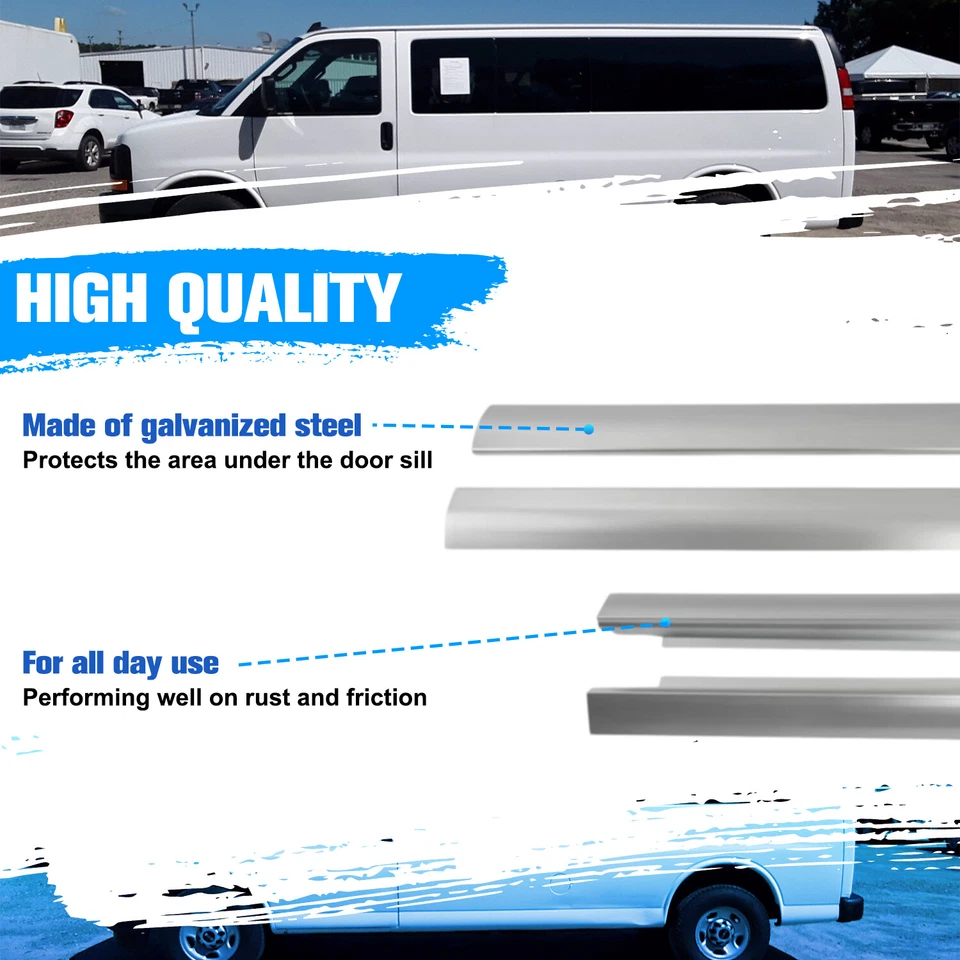 Slip-On Rocker Panel Left & Right Side For 1996-18 Chevy Express GMC Savana Van - Image 4 of 4