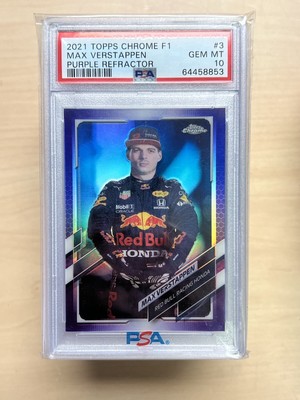 2021 Topps Chrome F1 #3 Max Verstappen Purple Refractor /399 PSA 