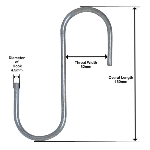 YARDMAN S Hooks 20-pcs 4.5mm Hanging Hook Length 13cm Strong Metal S Shaped Hook - Picture 2 of 5