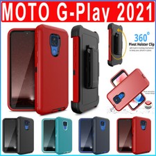 For Motorola Moto G Play 2021 Case Shockproof Defender Holster Belt Clip Cover
