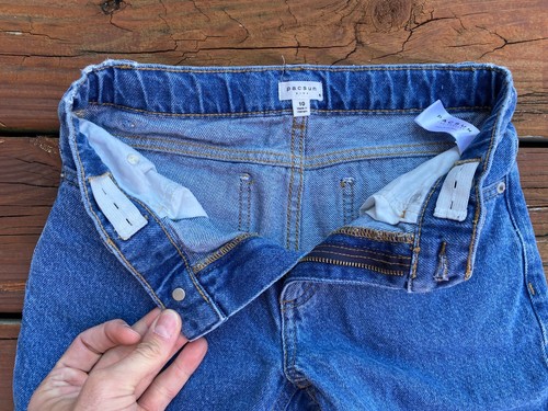Pacsun Kids Mushroom Embroidered Denim Jeans Elastic Waist Size 10 Inseam 22 - Picture 5 of 6