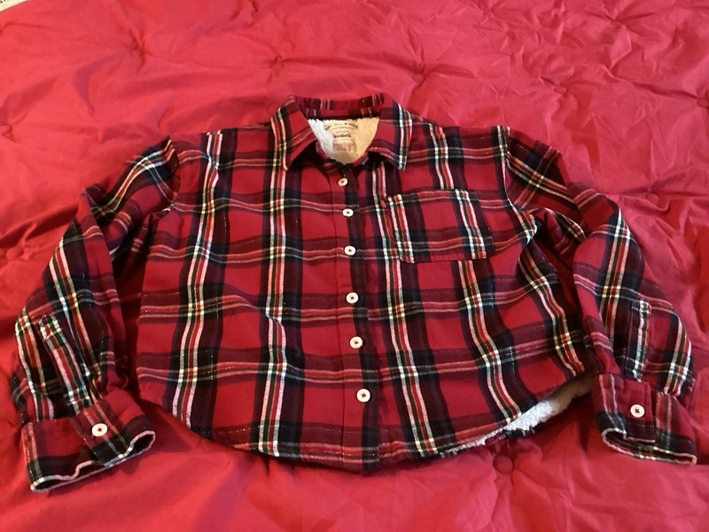 Girls Levi’s With Love Long Sleeve Sherpa Flannel Shirt Red Plaid M (10-12 yrs)