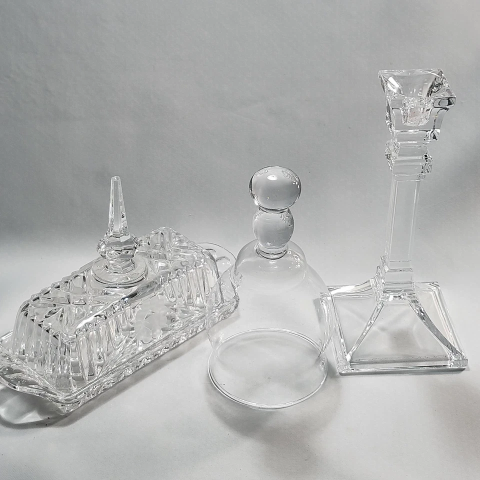 "MANGO DE DISEÑO DE AGUJA DE PLATO DE MANTEQUILLA RECTANGULAR DE CRISTAL DE COLECCIÓN 8"" y más" Foto 2 de 4