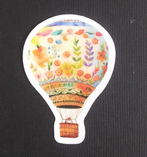 Colorful Floral Band Hot Air Balloon Sticker 2.18" x 1.5" W
