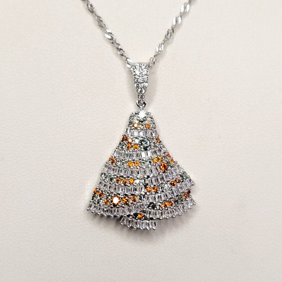 New JTV Bella Luce Gemstone Tree Necklace Pendant 20'' Sterling Silver 6.3g WOW