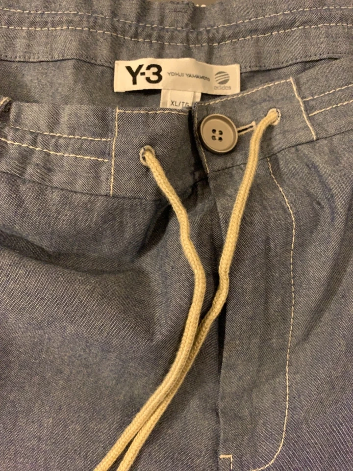 adidas Yohji Yamamoto Y-3 Chambray Athleisure Golf Zippered Trousers - Size XL - Image 3 of 4