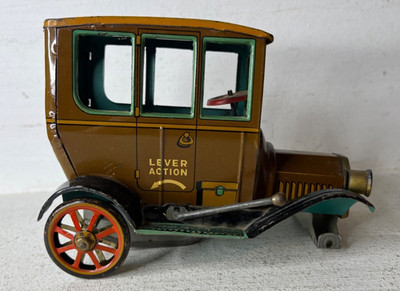Vintage Tin Litho Model T Friction Lever Action Tin Toy Car Japan AS IS