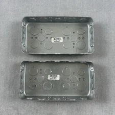 Steel City 3G-1/2" & 3/4" KO Steel 3 Gang 1 1/2" Shallow Electrical Boxes - 2 Ct