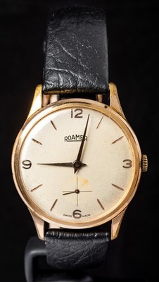 Roamer Champagner Zifferblatt Roségold Herren Handaufzug Vintage Swiss Uhr -- funktioniert