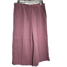 NEW J.Jill PureJill Cropped Pants Wide Leg Pull On Lagenlook Boho W- Med P Mauve
