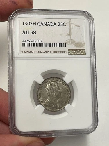 Canada - 1902-H Silver 25 Cents (NGC AU 58)