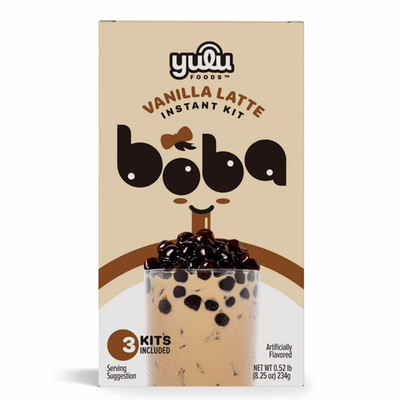 Yulu Foods Instant Boba, Vanilla Latte Bubble Tea Kit, 3 Drinks......
