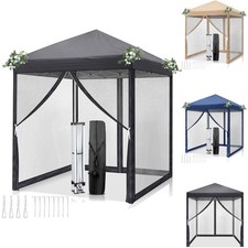 Pavillon 6.5x6.5ft Verstellbar Faltpavillon mit 4 Moskitonetzen Stabifür Camping