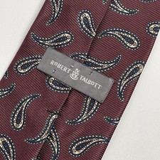 Robert Talbott Silk Tie Burgundy Red Maroon Paisley Hand Sewn USA