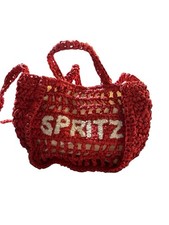 Spritz Bag Red Woven Crochet Purse Raffia Str...